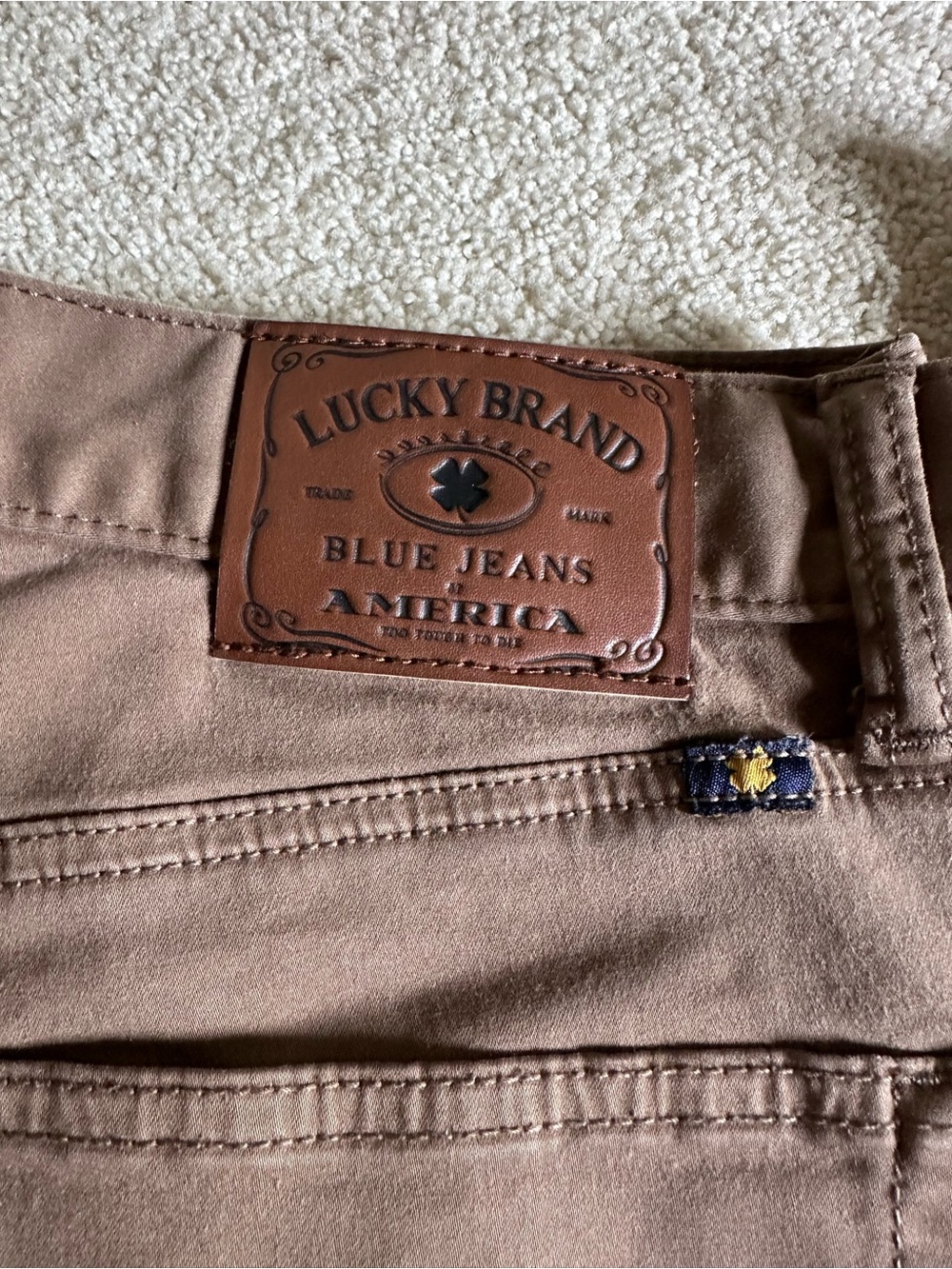 Lucky Brand Men's Tan Jeans with Leather Patch